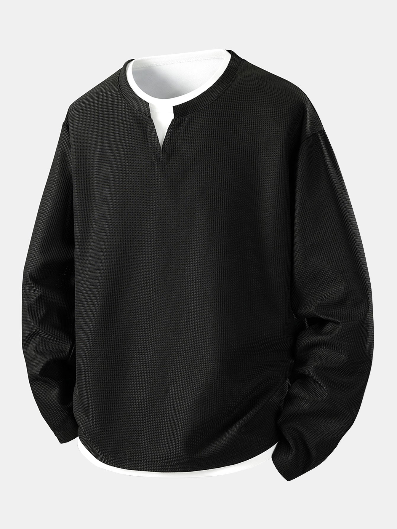 Relax Fit Long Sleeve 2 In 1 Waffle T-Shirt & Relax Fit Straight Leg Jersey Cargo Pants