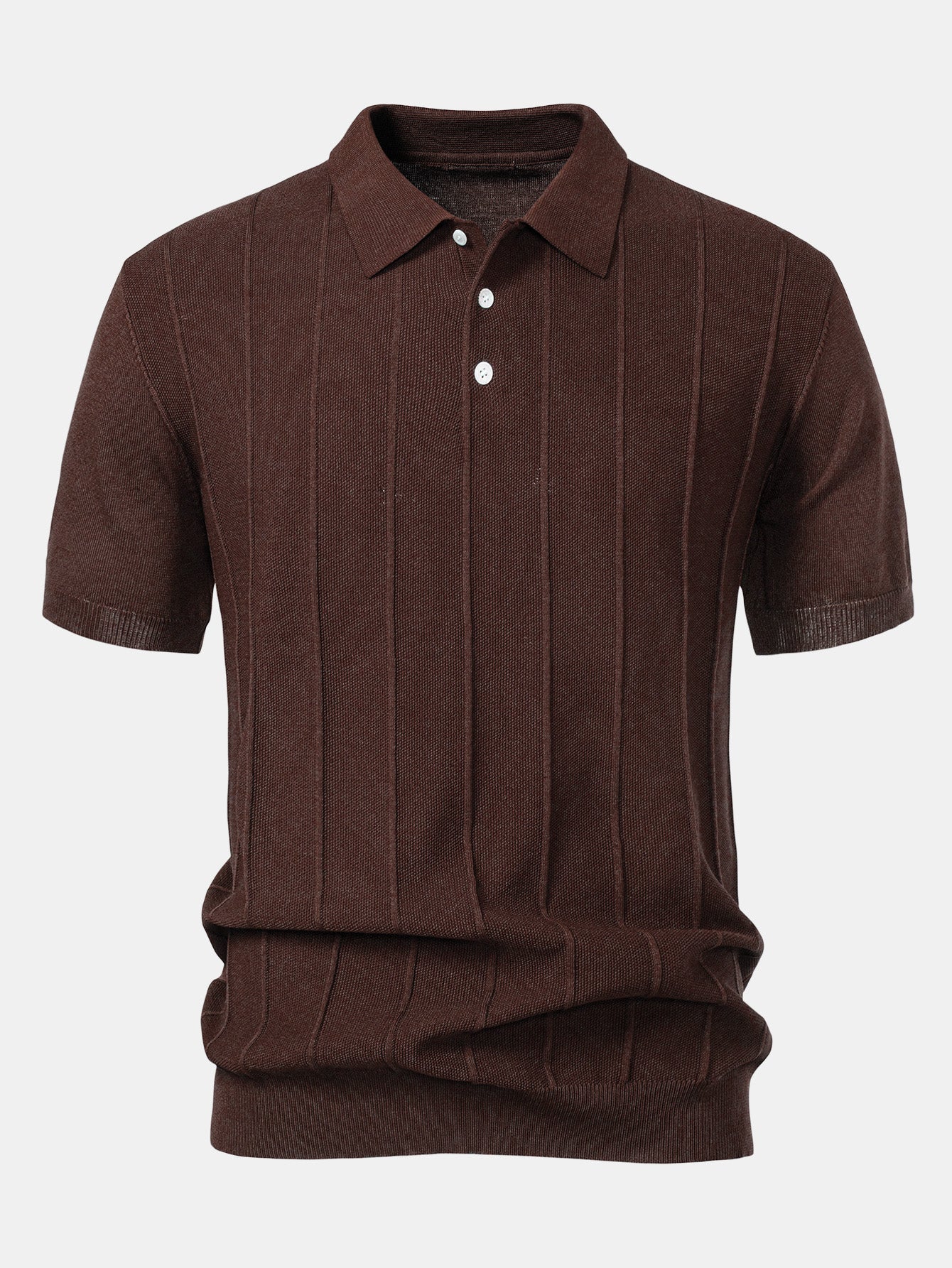 Stripe Jacquard Knit Polo Shirt & Straight Leg Ribbed Pants