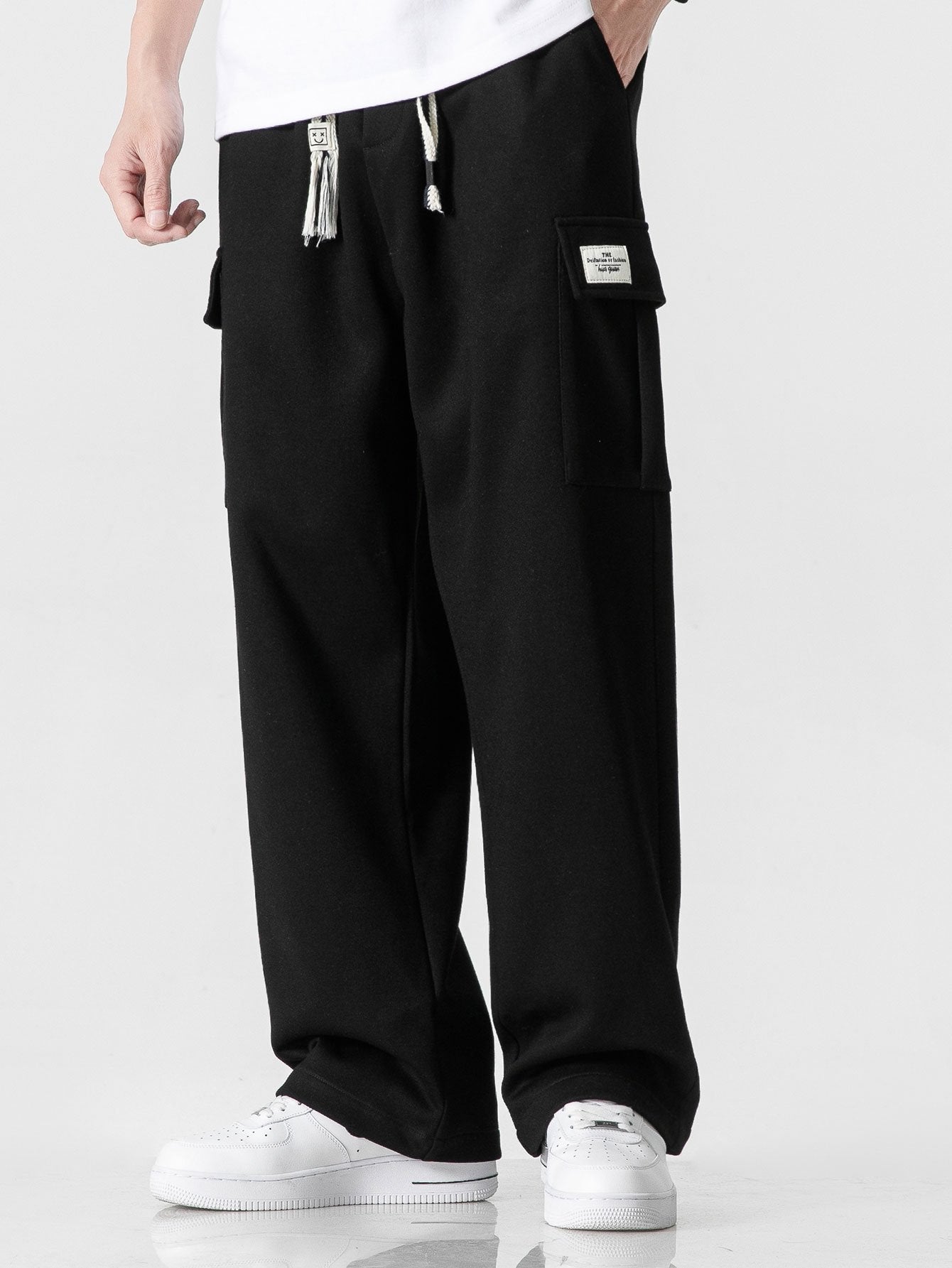 Relax Fit Long Sleeve 2 In 1 Waffle T-Shirt & Relax Fit Straight Leg Jersey Cargo Pants