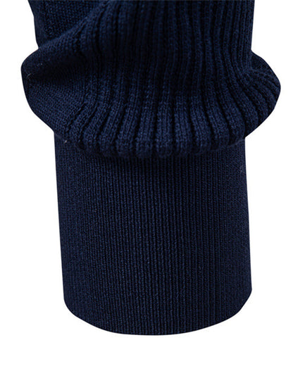 Long Sleeved Knitted Stripe Jacquard Polo Shirt & Slim Fit Tapered Trousers