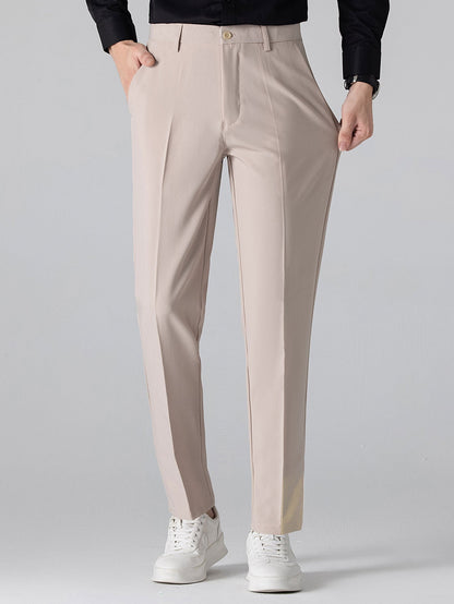 Long Sleeved Knitted Stripe Jacquard Polo Shirt & Slim Fit Tapered Trousers