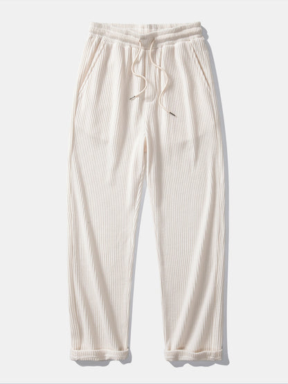 Long Sleeved Knitted Waffle Polo Shirt & Drawstring Knitted Waffle Pants
