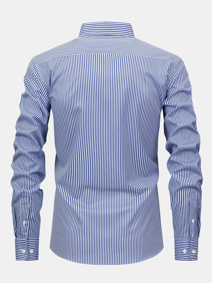 Long Sleeve Stripe Button Up Shirt & Slim Fit Tapered Trousers