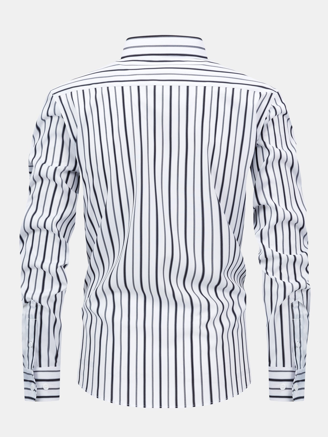 Long Sleeve Stripe Button Up Shirt & Slim Fit Tapered Trousers
