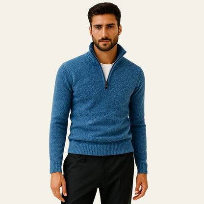 The Marseille Textured Quarter Zip Sweater