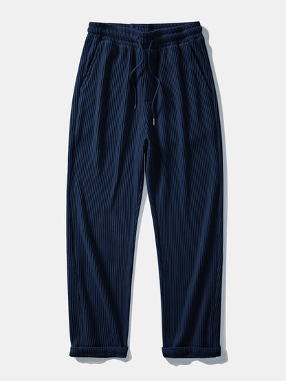 Long Sleeved Knitted Waffle Polo Shirt & Drawstring Knitted Waffle Pants