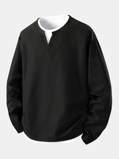 Relax Fit Long Sleeve 2 In 1 Waffle T-Shirt & Relax Fit Straight Leg Jersey Cargo Pants