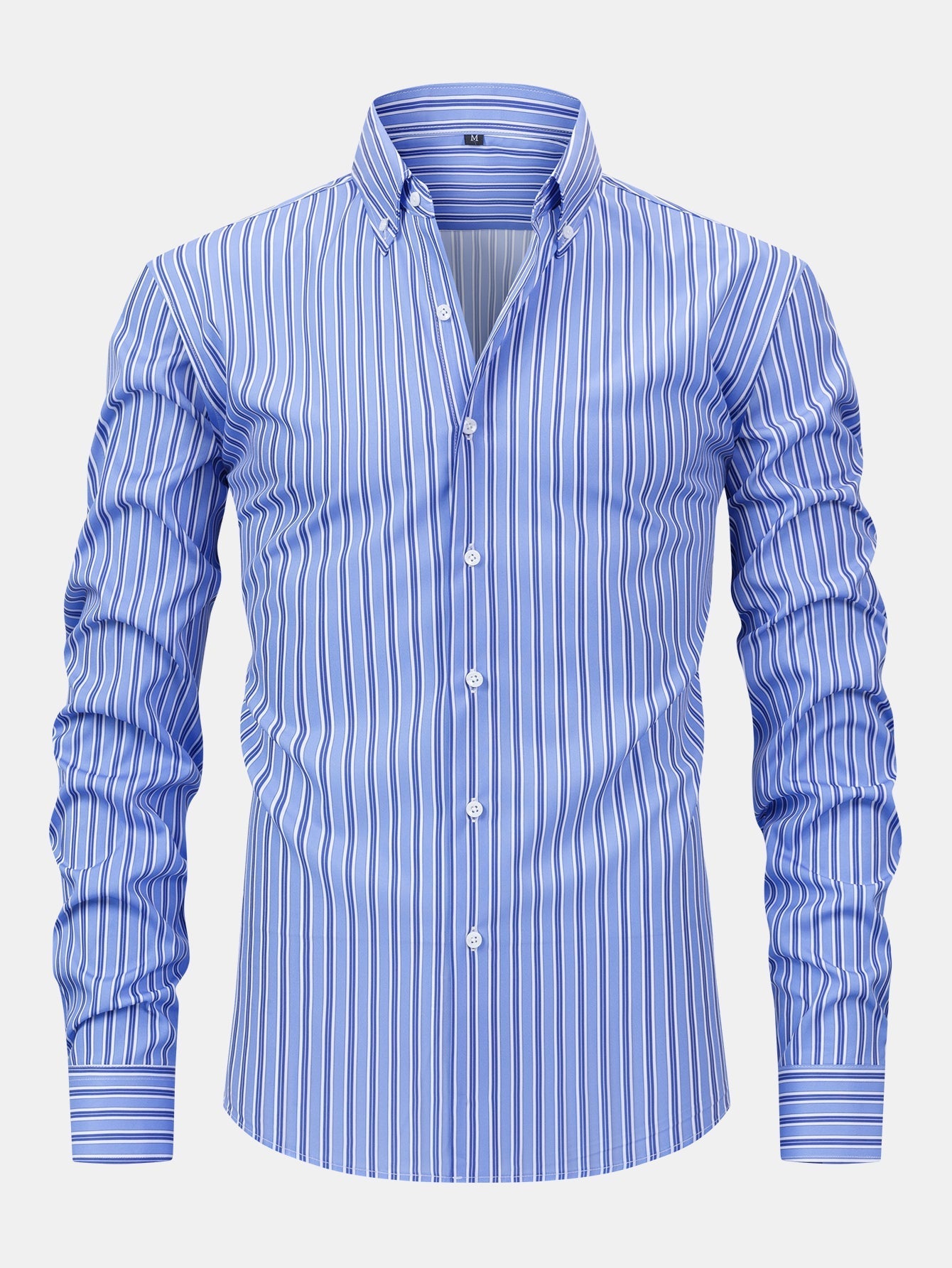 Long Sleeve Stripe Button Up Shirt & Slim Fit Tapered Trousers