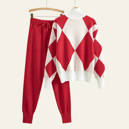 The Aspen Argyle Knit Lounge Set