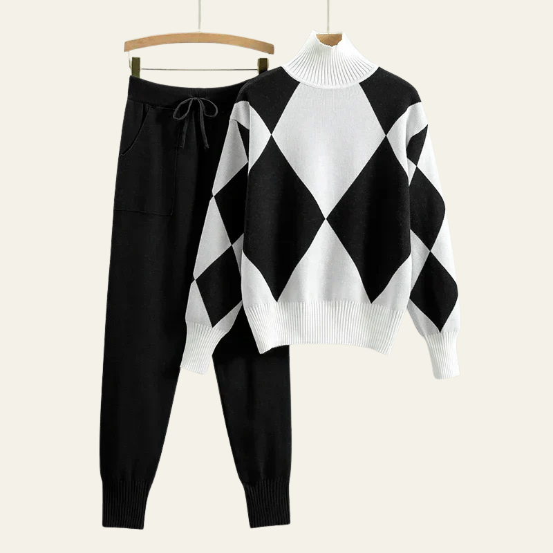 The Aspen Argyle Knit Lounge Set