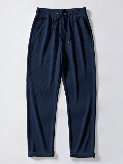 Muscle Fit Ribbed Button Up Shirt & Straight Leg Ribbed Pants