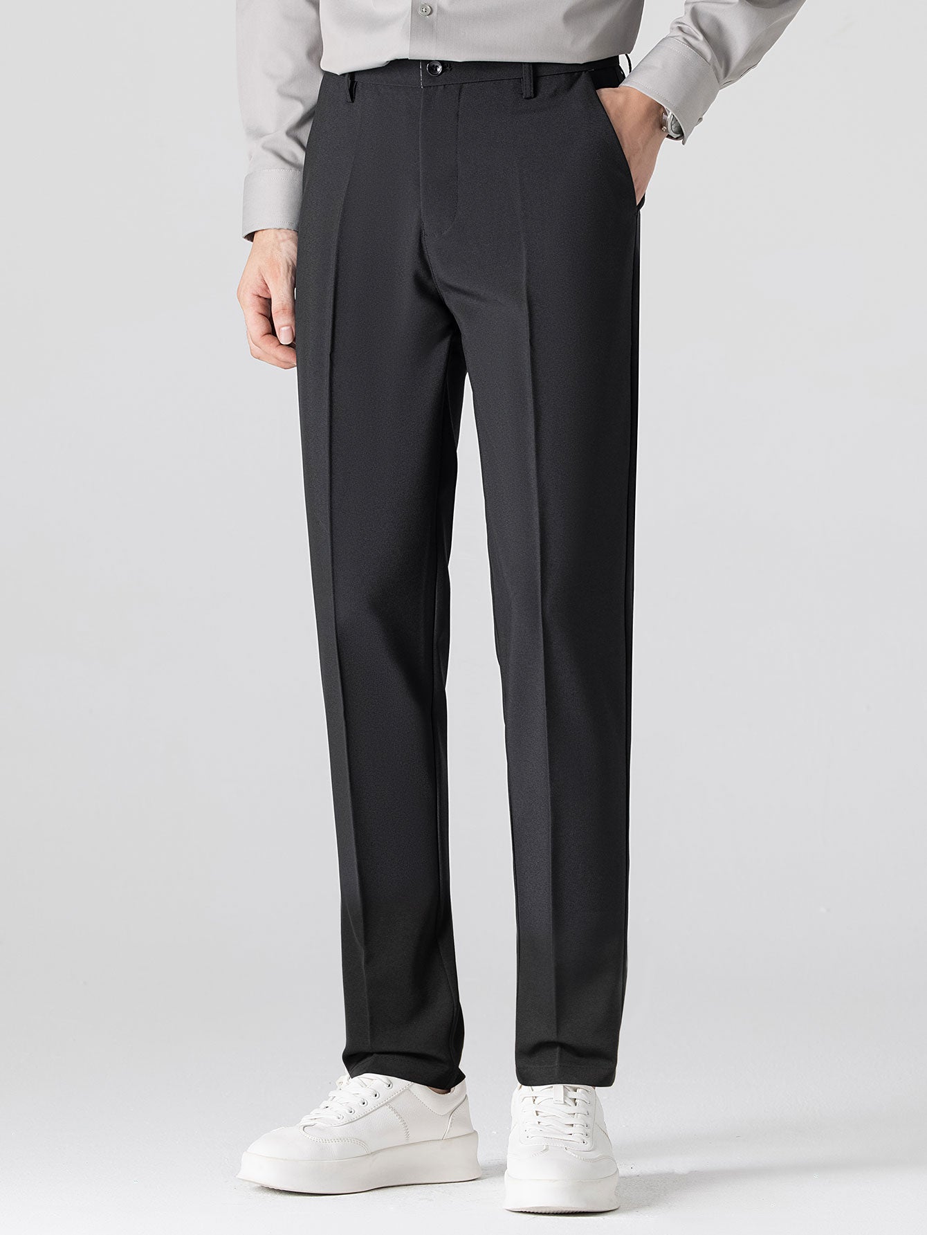 Geometric Knit V Neck Polo Shirt & Slim Fit Tapered Trousers