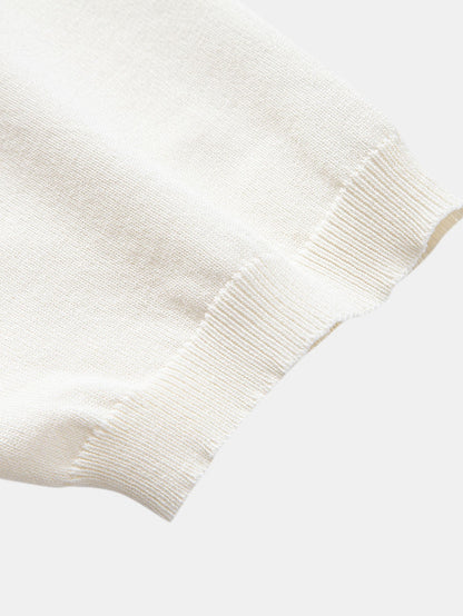 Stripe Geometric Jacquard Knitted Polo Shirt & Slim Fit Tapered Trousers