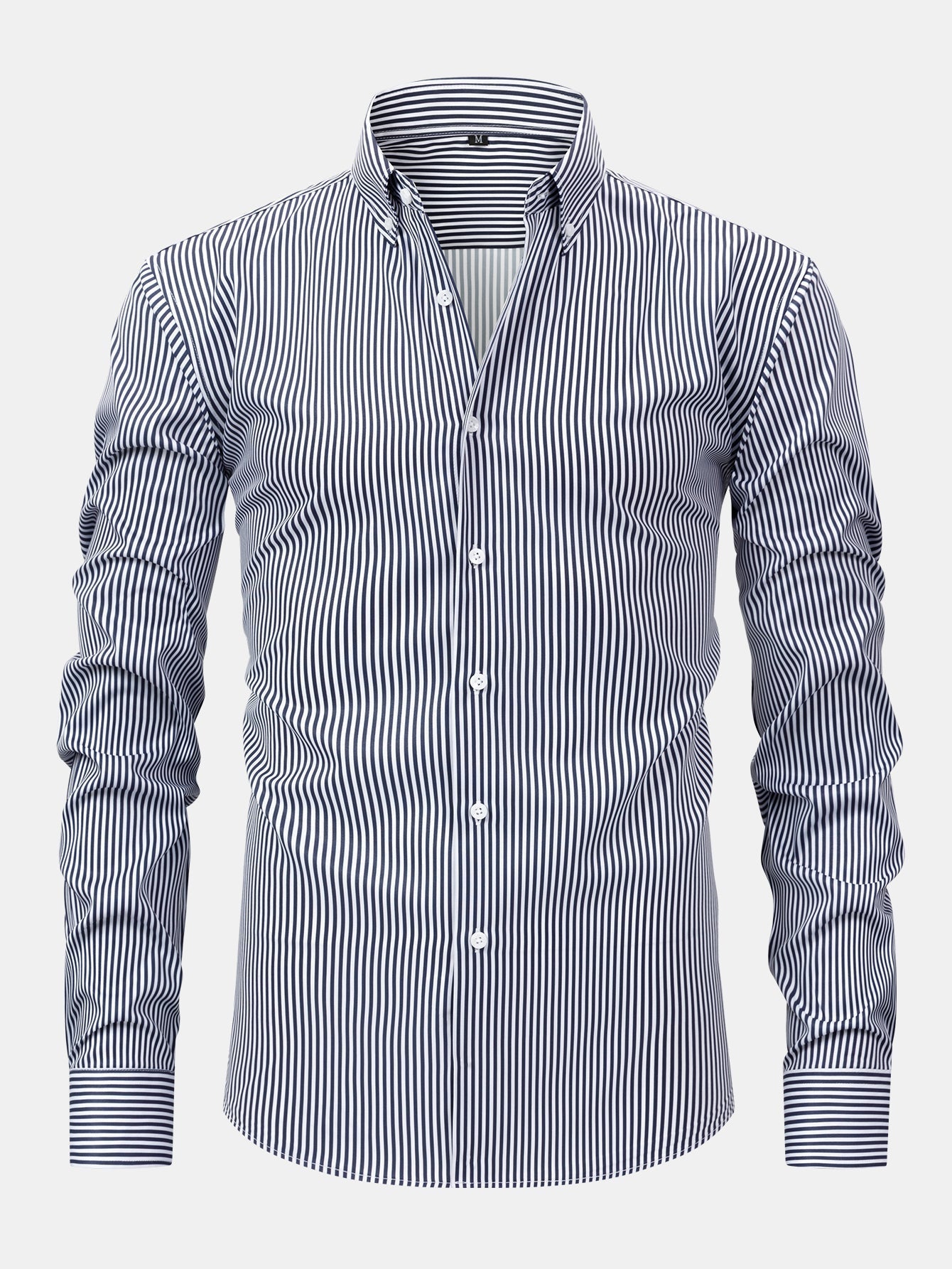 Long Sleeve Stripe Button Up Shirt & Slim Fit Tapered Trousers