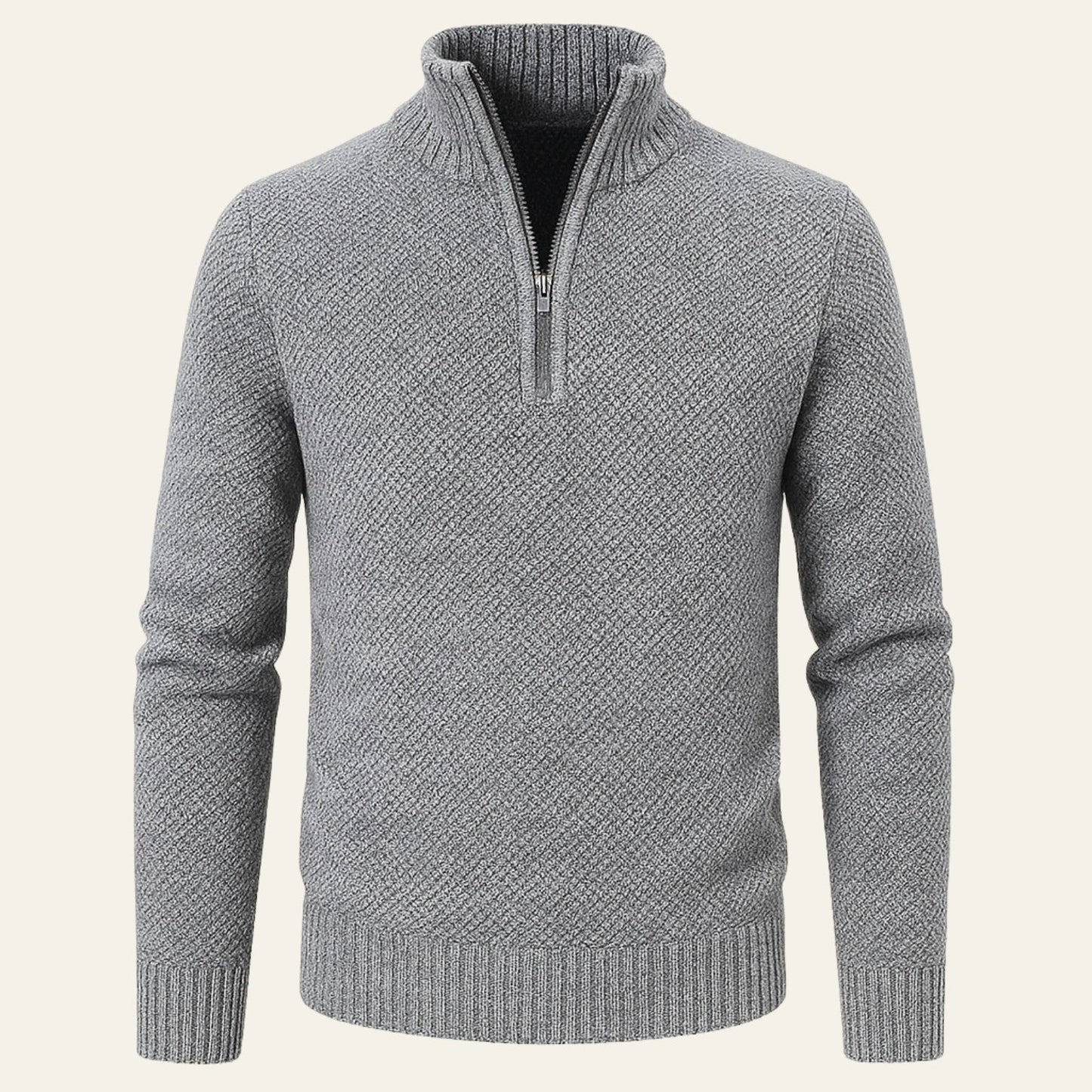 The Marseille Textured Quarter Zip Sweater