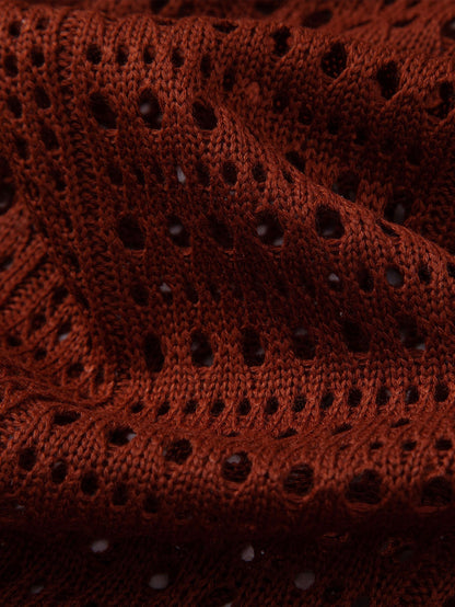 Crochet  V Neck Polo Shirt & Straight Leg Linen Pants