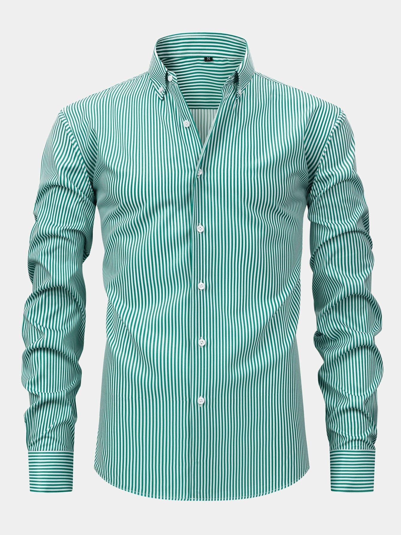 Long Sleeve Stripe Button Up Shirt & Slim Fit Tapered Trousers