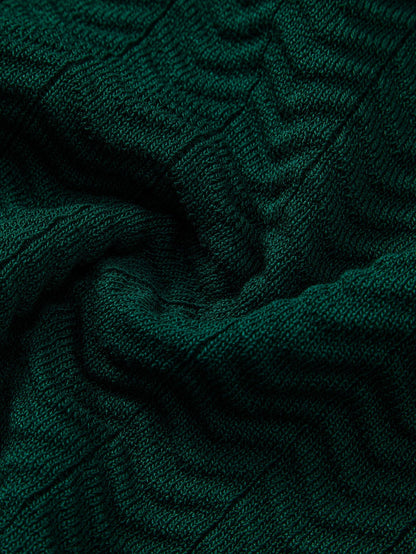 Texture Contrast Knitted V Neck Polo Shirt & Cotton Chino Shorts