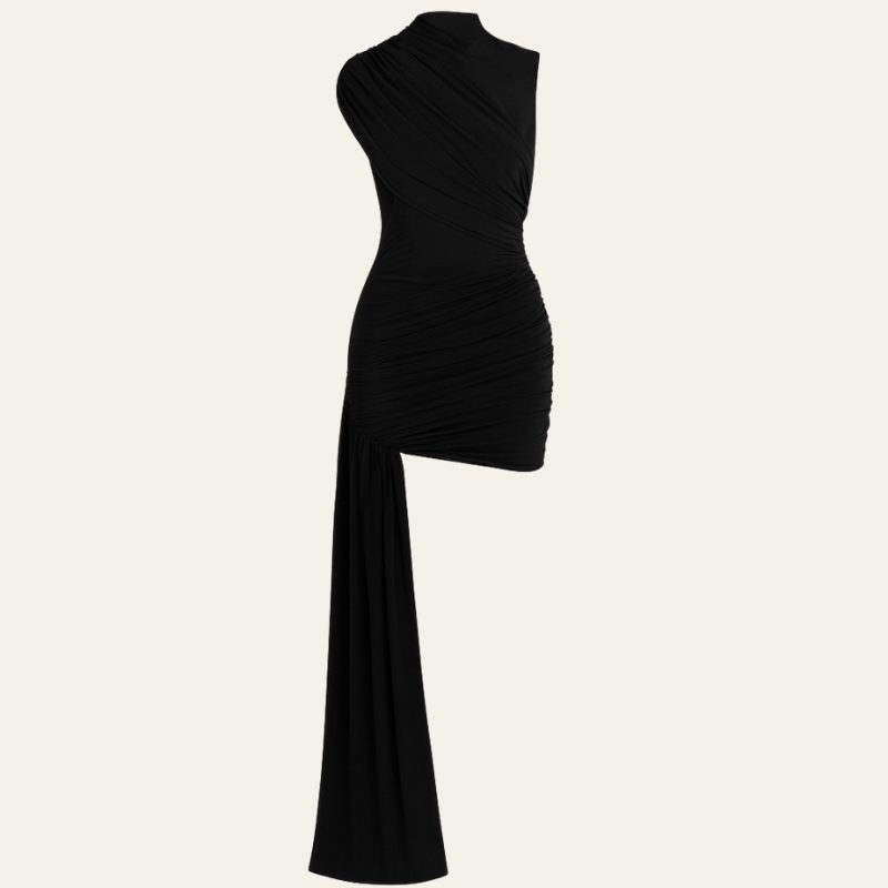 The Verona Draped Asymmetric Mini Dress