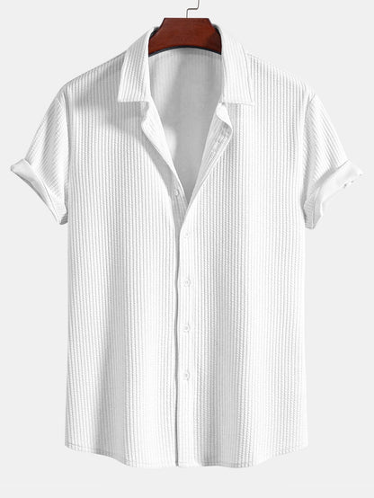 Muscle Fit Ribbed Button Up Shirt & Straight Leg Ribbed Pants