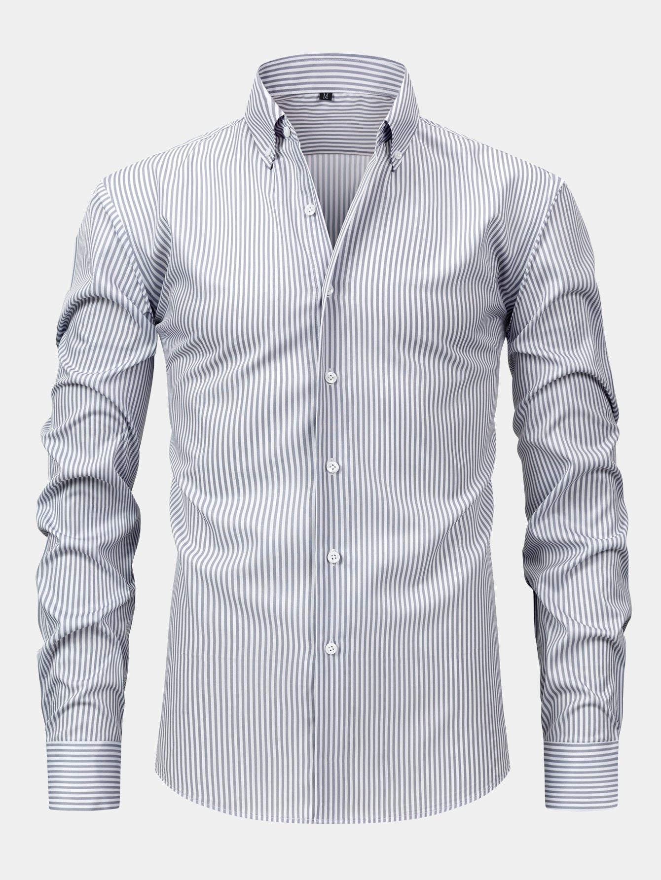 Long Sleeve Stripe Button Up Shirt & Slim Fit Tapered Trousers