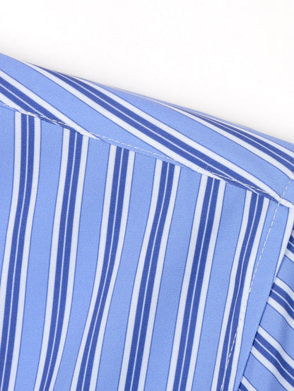 Long Sleeve Stripe Button Up Shirt & Slim Fit Tapered Trousers