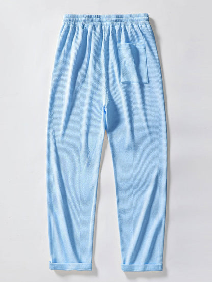 Muscle Fit Ribbed Button Up Shirt & Straight Leg Ribbed Pants