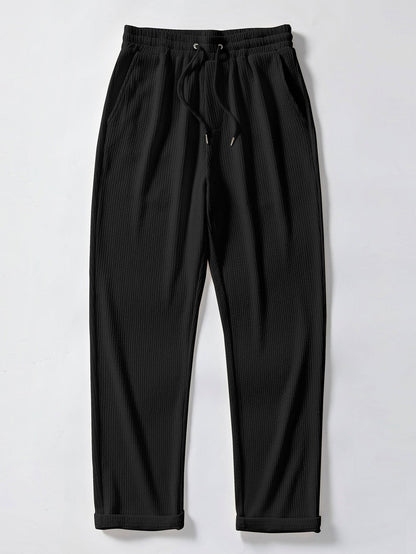Muscle Fit Ribbed Button Up Shirt & Straight Leg Ribbed Pants