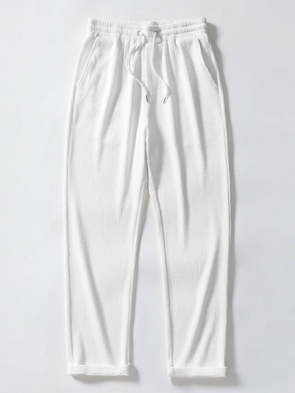 Muscle Fit Ribbed Button Up Shirt & Straight Leg Ribbed Pants