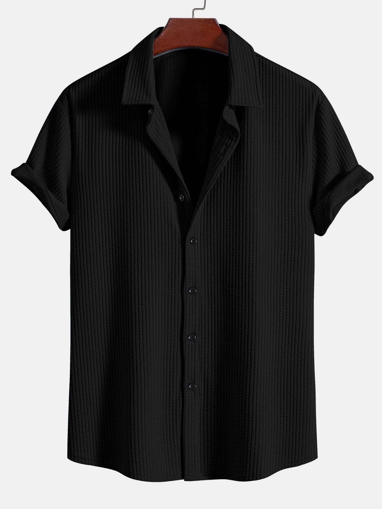 Muscle Fit Ribbed Button Up Shirt & Straight Leg Ribbed Pants