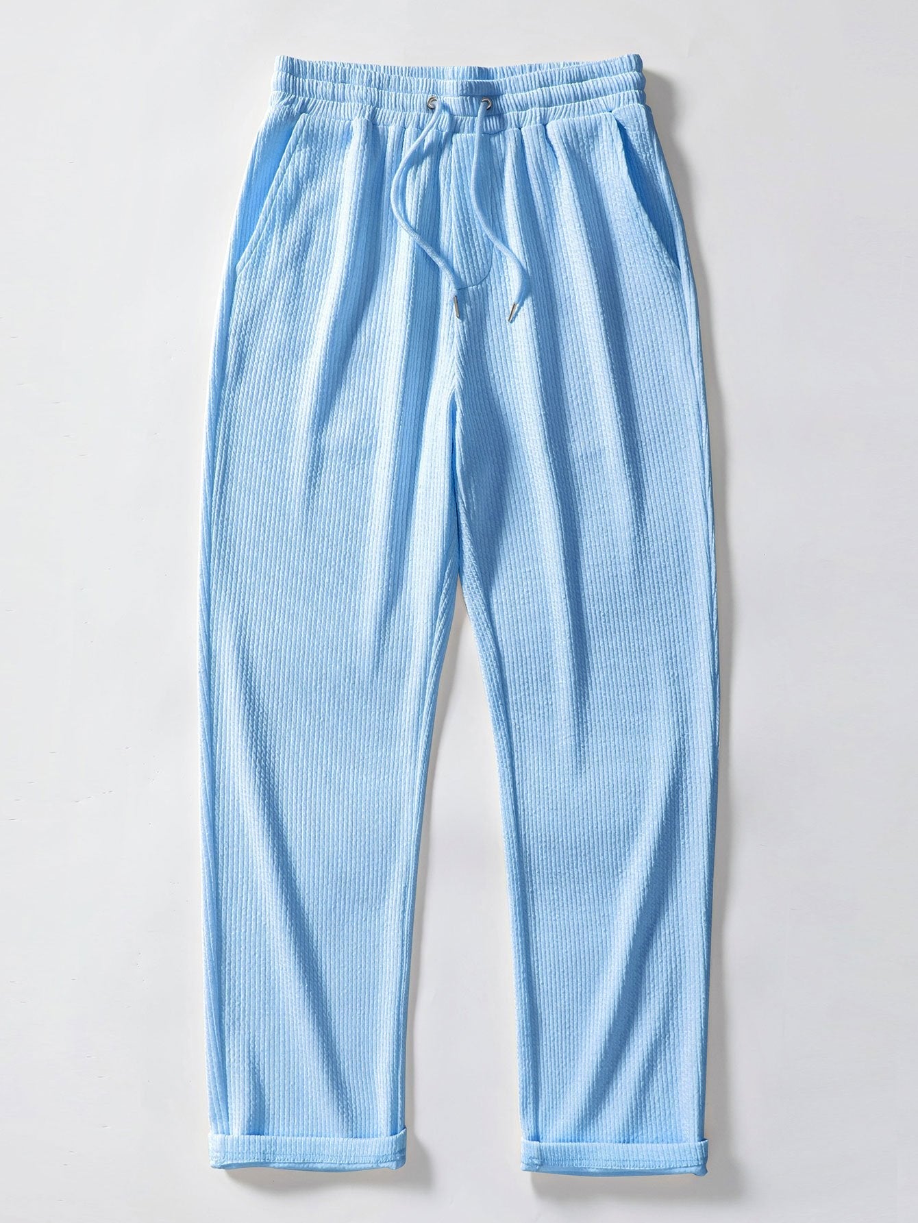 Muscle Fit Ribbed Button Up Shirt & Straight Leg Ribbed Pants